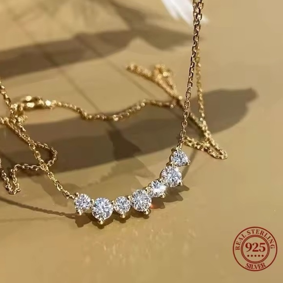 925 Sterling Silver Elegant Gold Necklace with Silver Accents - Picture 5 of 5